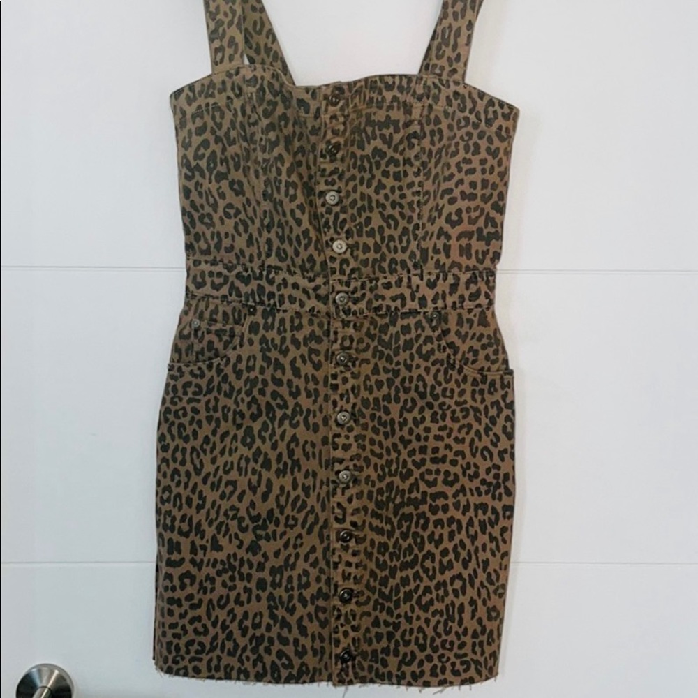 Leopard Print Denim Jumpsuit